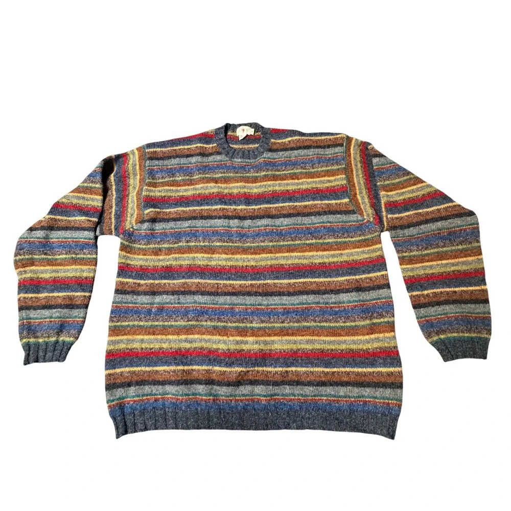 Vintage 90s J. Crew Oarsman Wool Striped Sweater Large Crewneck Mens Hong Kong